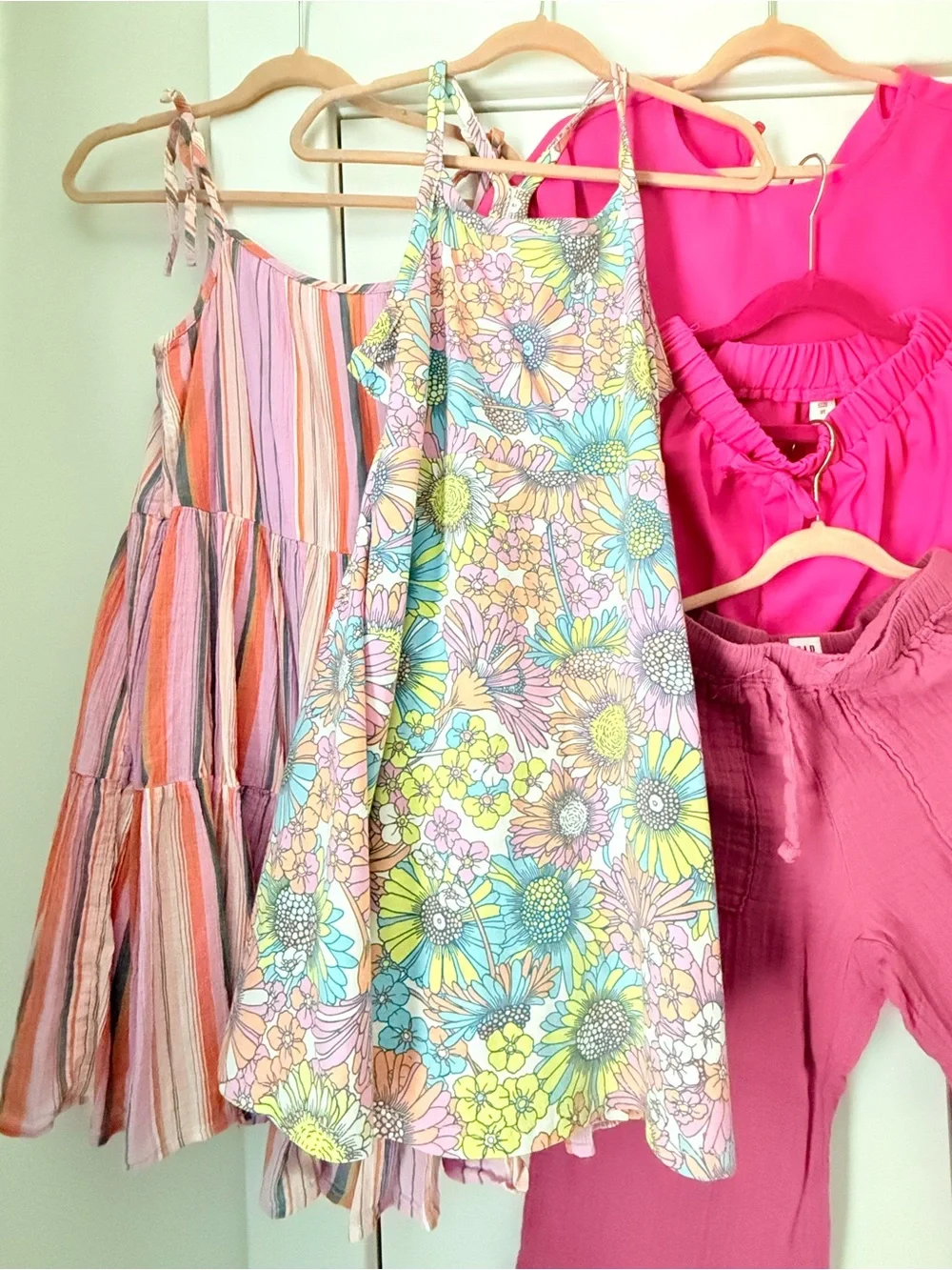 Girls Mixed Clothing Set - Pink, Light Blue & Multi Floral Pieces